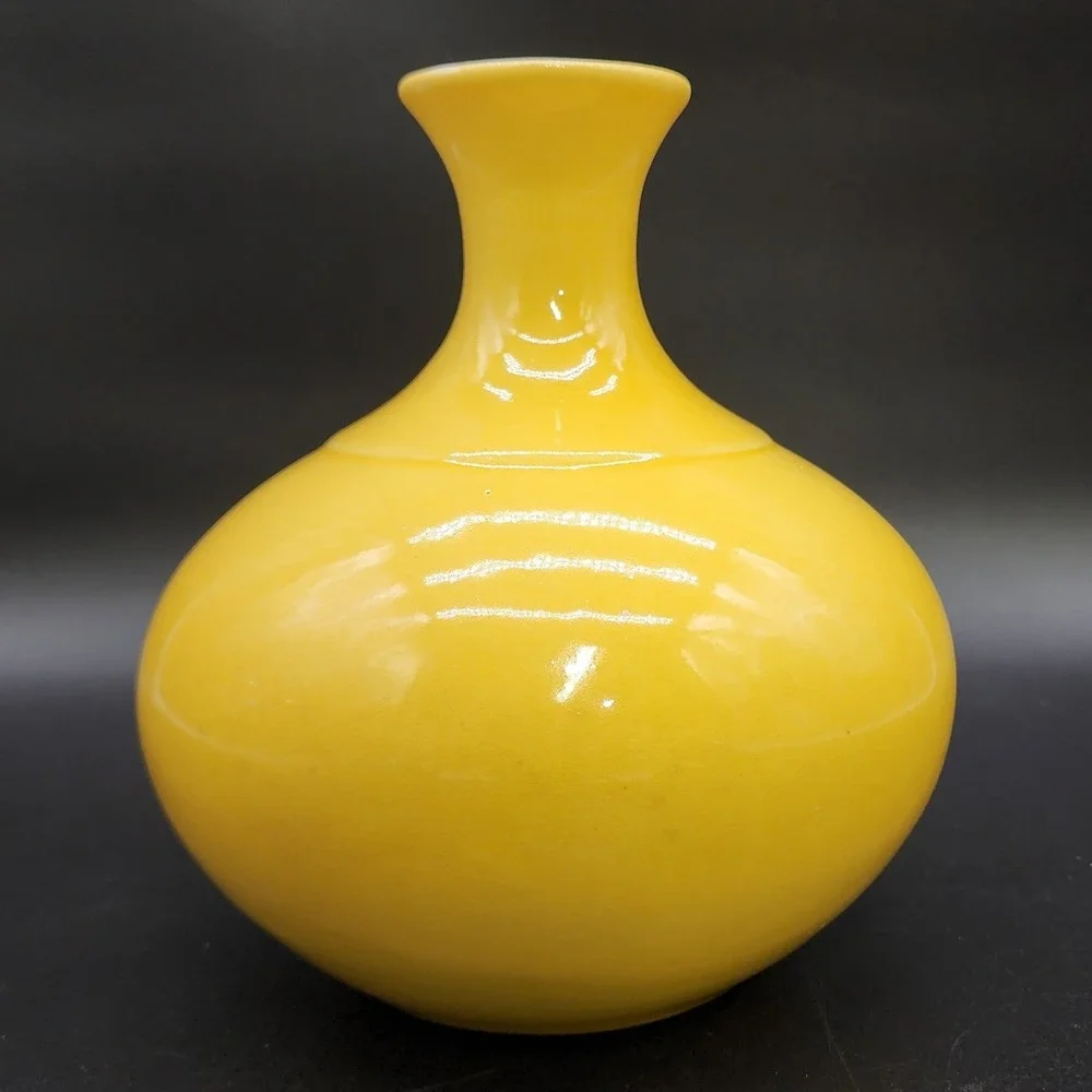 Vintage Fiesta Ware Yellow Ceramic Bud Vase Pitcher MCM Retro Pop Art  Pottery